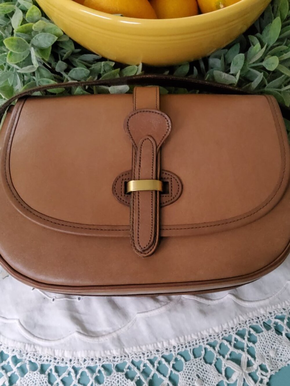 Vintage Dooney & Bourke Saddle Bag in Taupe from 1981-1982